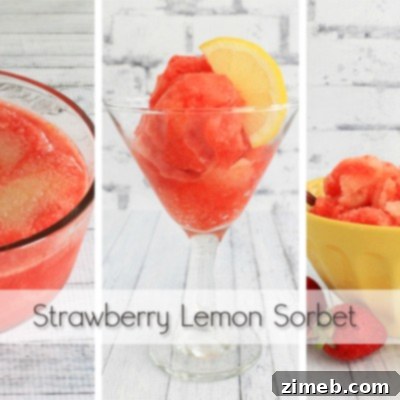 Small dish of strawberry lemon sorbet, highlighting the delightful swirl and vibrant colors.