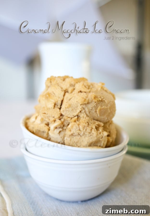 Homemade Caramel Macchiato Ice Cream, a rich and creamy coffee dessert