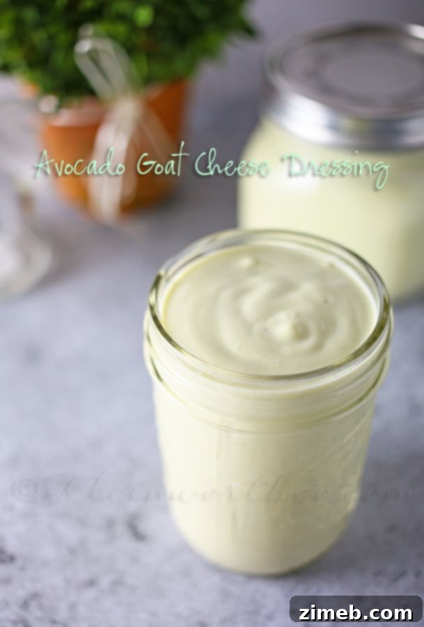 Creamy and refreshing Avocado Goat Cheese Dressing, perfect for salads or as a dip.