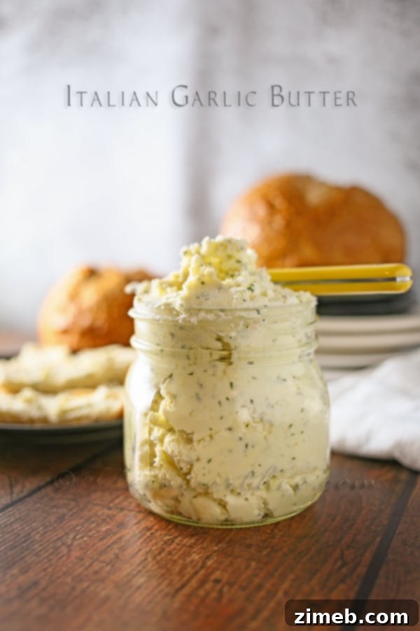 Aromatic and rich Italian Garlic Butter, ideal for bread or cooking.