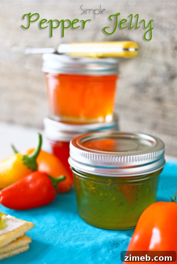 Sweet and spicy Simple Pepper Jelly, a versatile condiment for cheese or meats.