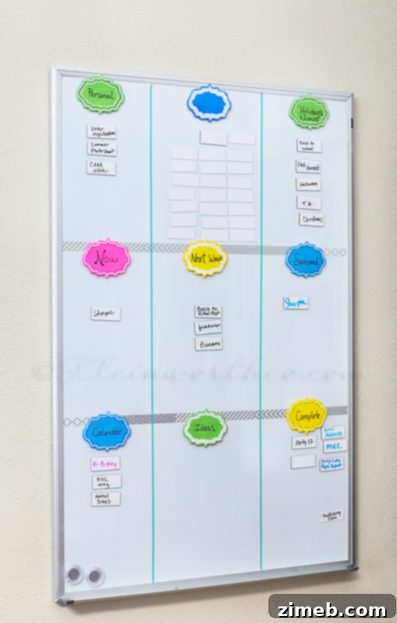 Simple Whiteboard Organizer and Sharpie Set 8 Organized categories on the white board organizer