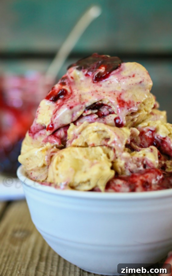 PB&J Ice Cream 2 Delicious Dairy-Free Peanut Butter & Jelly Ice Cream - a nostalgic and easy frozen treat