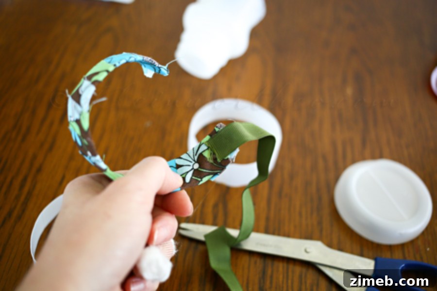 Craft Your School Style Bracelets 6 Wrapping Fabric Around Bracelet Base with Hot Glue