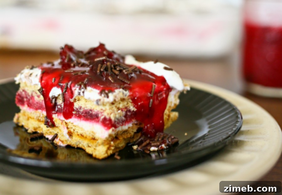 Delicious Cherry Pie Ice Box Cake, a perfect no-bake dessert for any occasion.