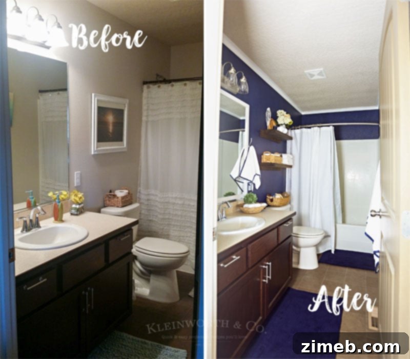 Upcycled Pallet Console: Build Your Own 5 Nautical Navy & White Bathroom Makeover idea