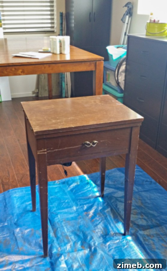 Antique Sewing Table Makeover - Original Condition