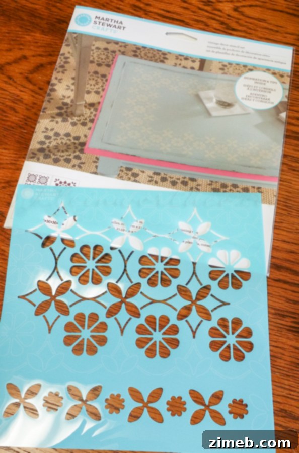 Antique Sewing Table Makeover - Adding a Stencil