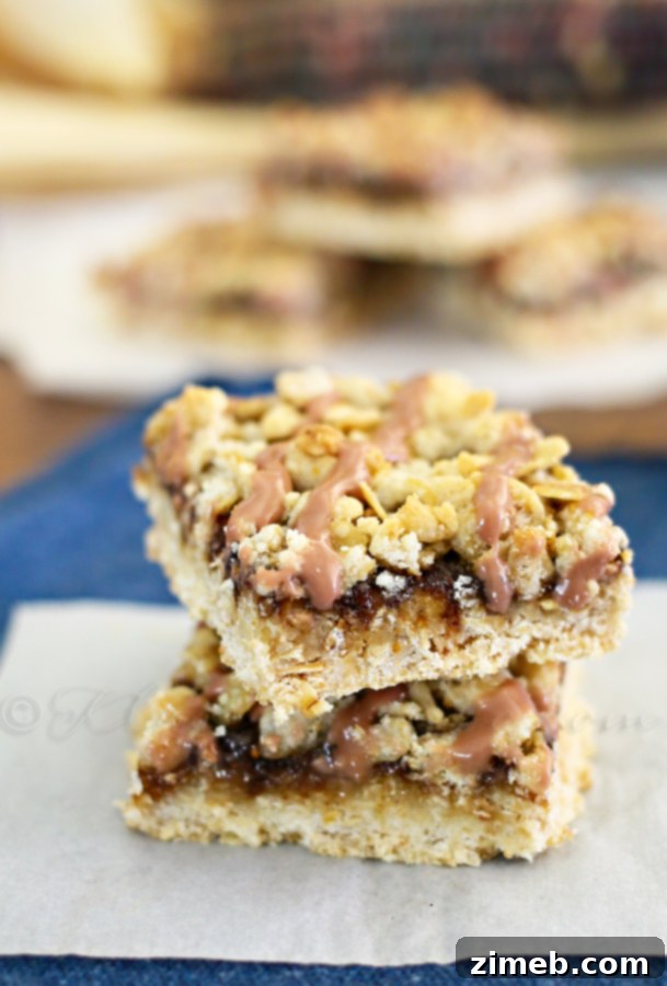 Delicious Fig Crumble Bars topped with a generous salted caramel mocha glaze drizzle, perfect for fall baking.