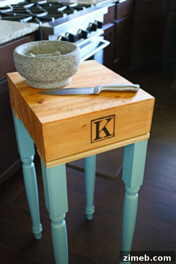 Finished DIY Butcher Block Kitchen Island