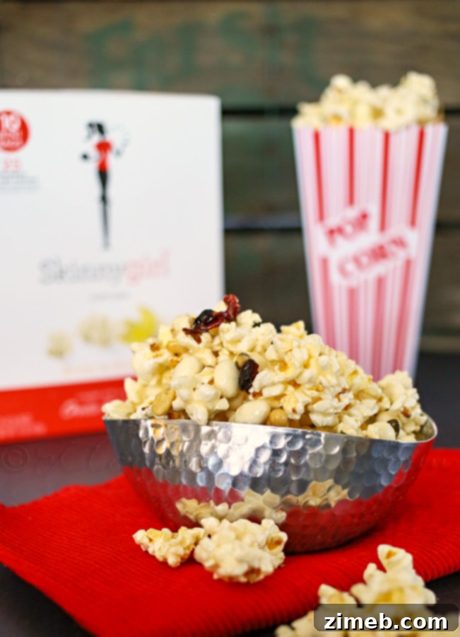 Guilt-Free Caramel Popcorn 9 A bowl of delicious Skinny Caramel Popcorn with healthy mix-ins