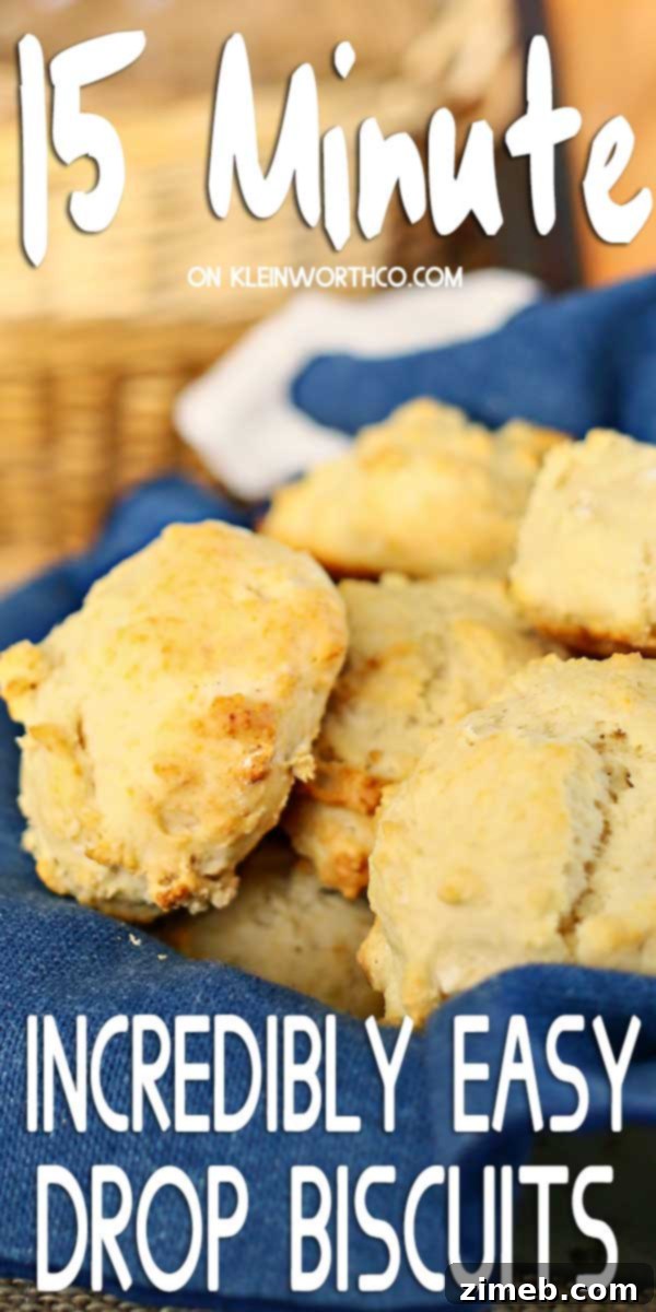Fluffy Drop Biscuits, Ready in Just 15 Minutes 2 15-Minute Drop Biscuits - an easy homemade biscuit recipe for dinner.