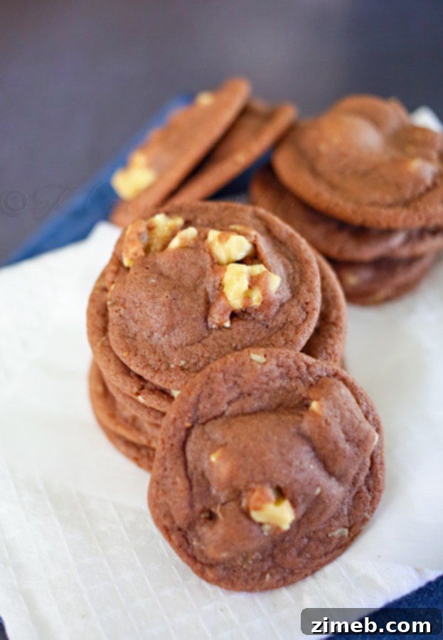 Soft & Chewy Chocolate Walnut Cookies, freshly baked