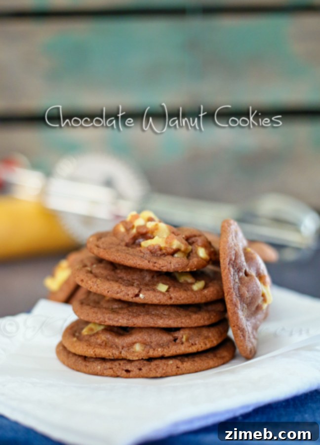 Plate of freshly baked chocolate walnut cookies