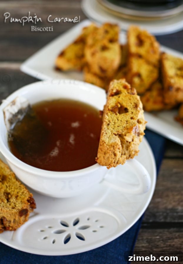 Autumn Spiced Pumpkin Caramel Biscotti 10 Close-up of freshly baked Pumpkin Caramel Biscotti