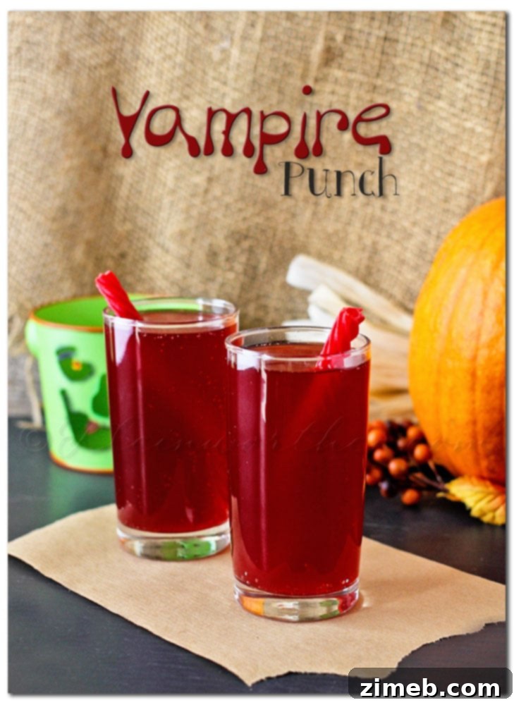 Vampire Punch Halloween Drink, a vibrant red, spooky beverage perfect for parties