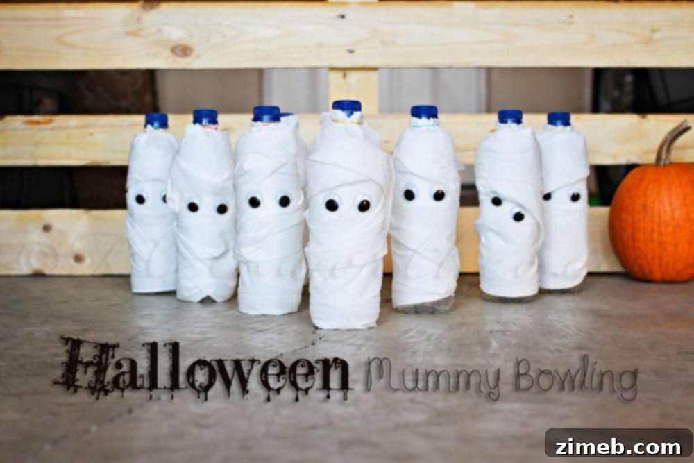 DIY Halloween Mummy Bowling Game for kids' party activity