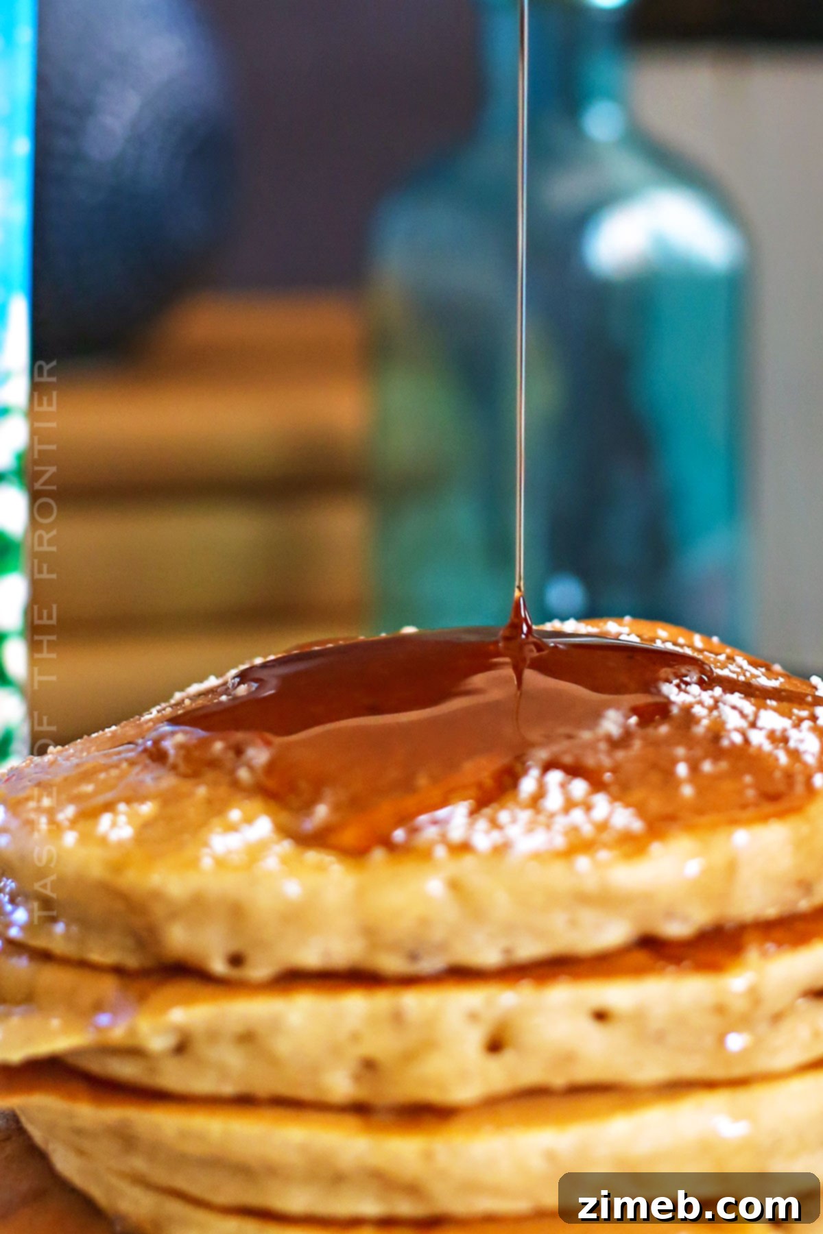 Festive Eggnog Flapjacks 4 syrup on pancakes