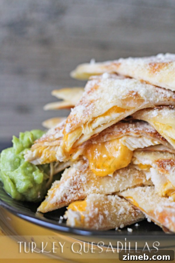 Quick and tasty Turkey Quesadillas, ideal for using up leftover turkey