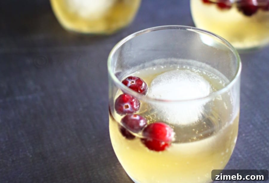 Large ice ball in Champagne Punch