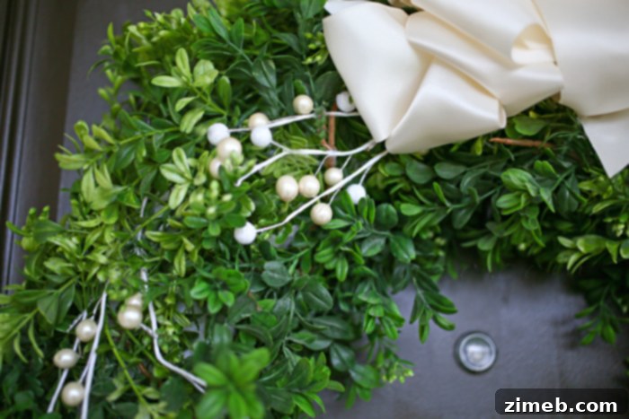 Timeless Boxwood Charm 6 Finished DIY Boxwood Wreath with Satin Bow and Berries