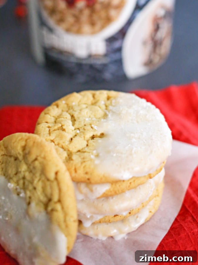 Cozy Eggnog Oatmeal Cookies 4 Baking ingredients for Eggnog Oatmeal Cookies, including butter, sugar, and Quaker Oats