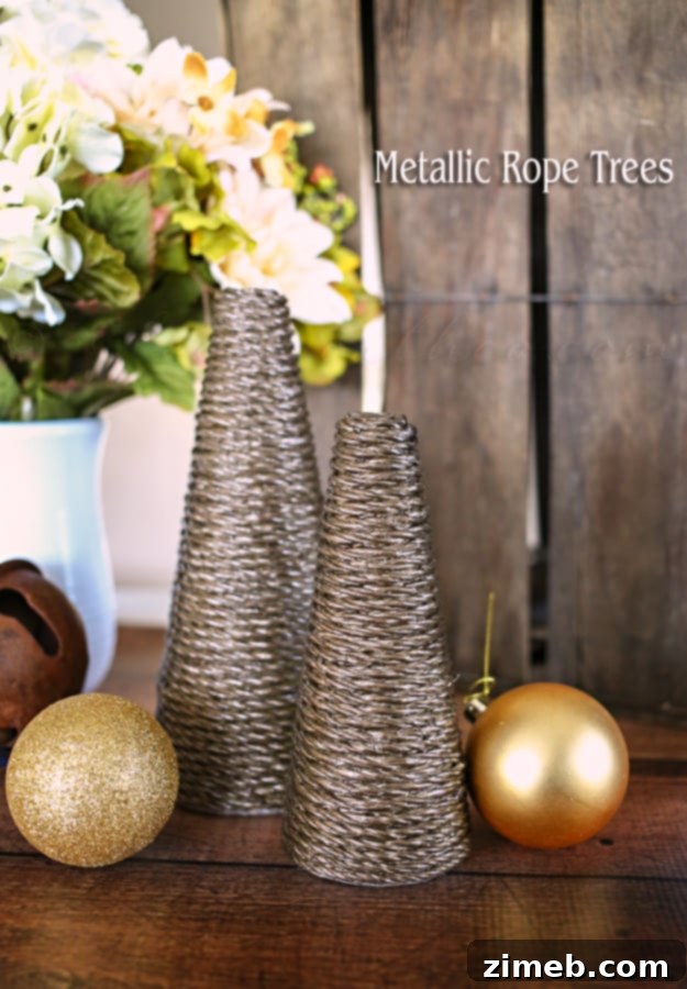Step Inside My 2014 Christmas Wonderland 10 How to Make Metallic Rope Trees