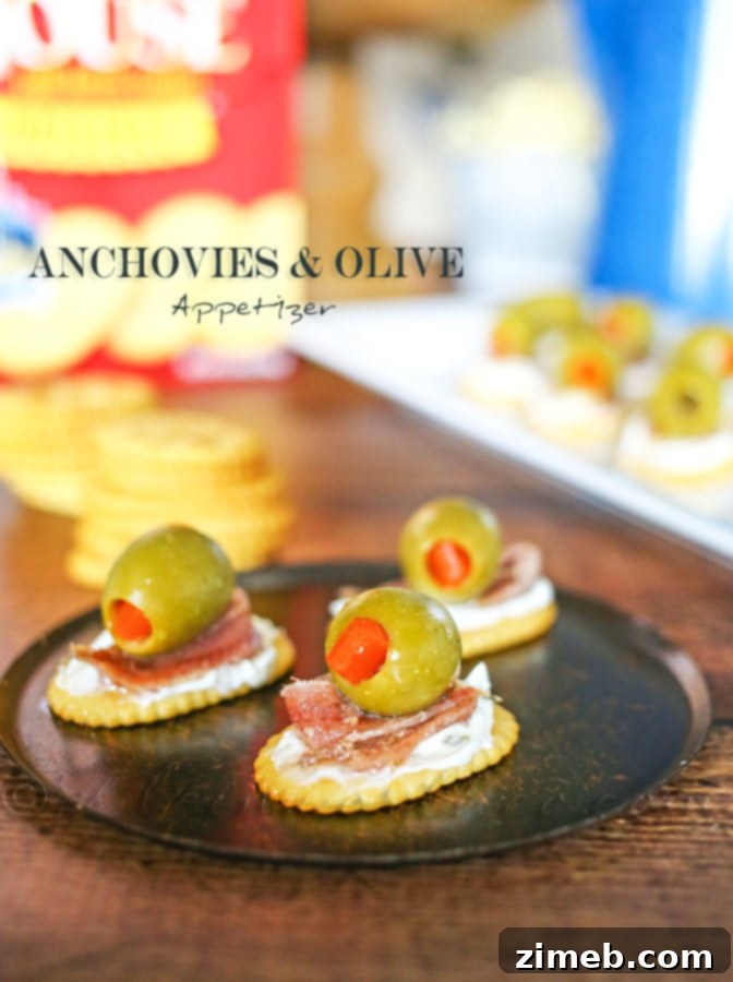 Party-Ready Anchovy and Olive Bites 6 Close-up of Anchovies & Olive Appetizer ready to serve