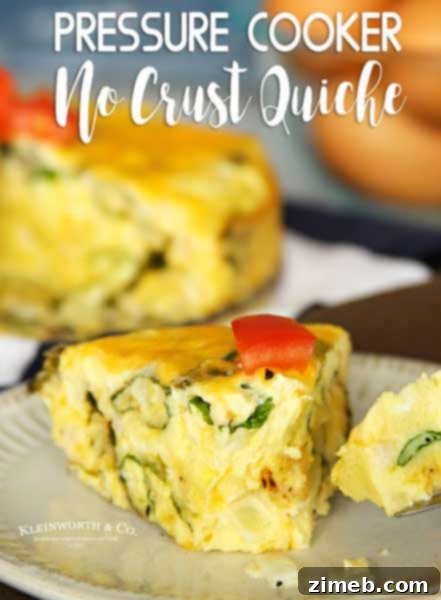Pressure Cooker Crustless Quiche