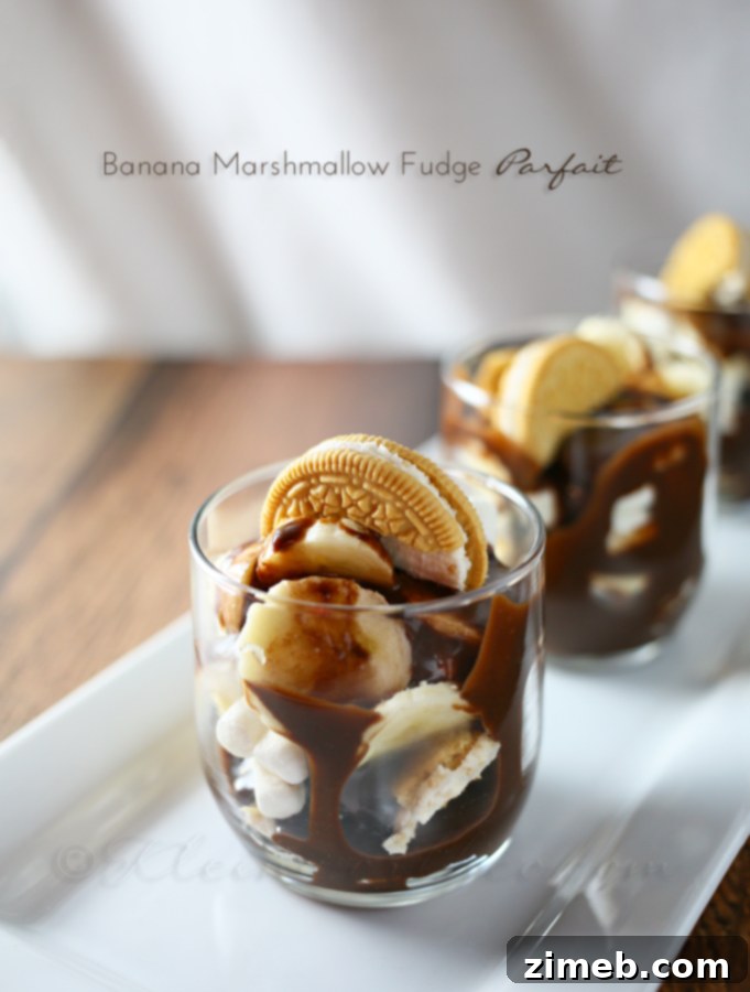 Creamy Banana Marshmallow Fudge Parfait Banana Marshmallow Fudge Parfait – A layered dessert with banana, marshmallow, and fudge.