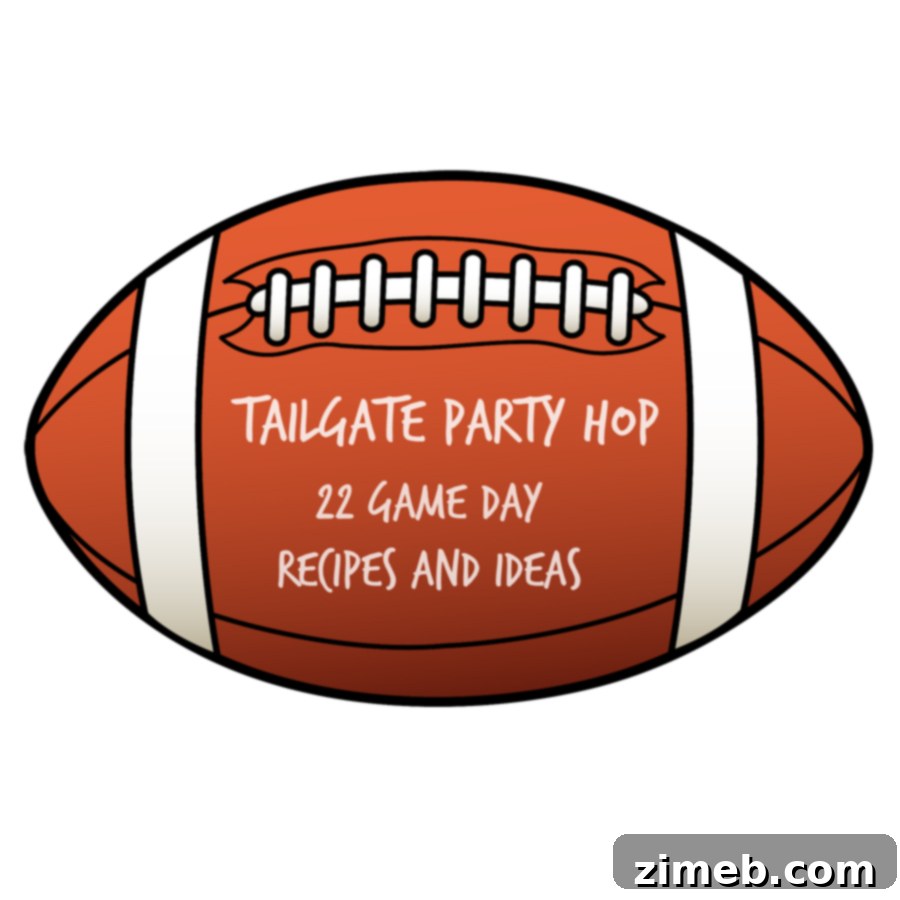 Tailgate party hop graphic featuring various game day snacks