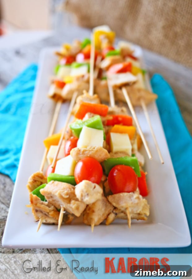 Grilled & Ready Kabobs, featuring seasoned meat and vegetables on skewers