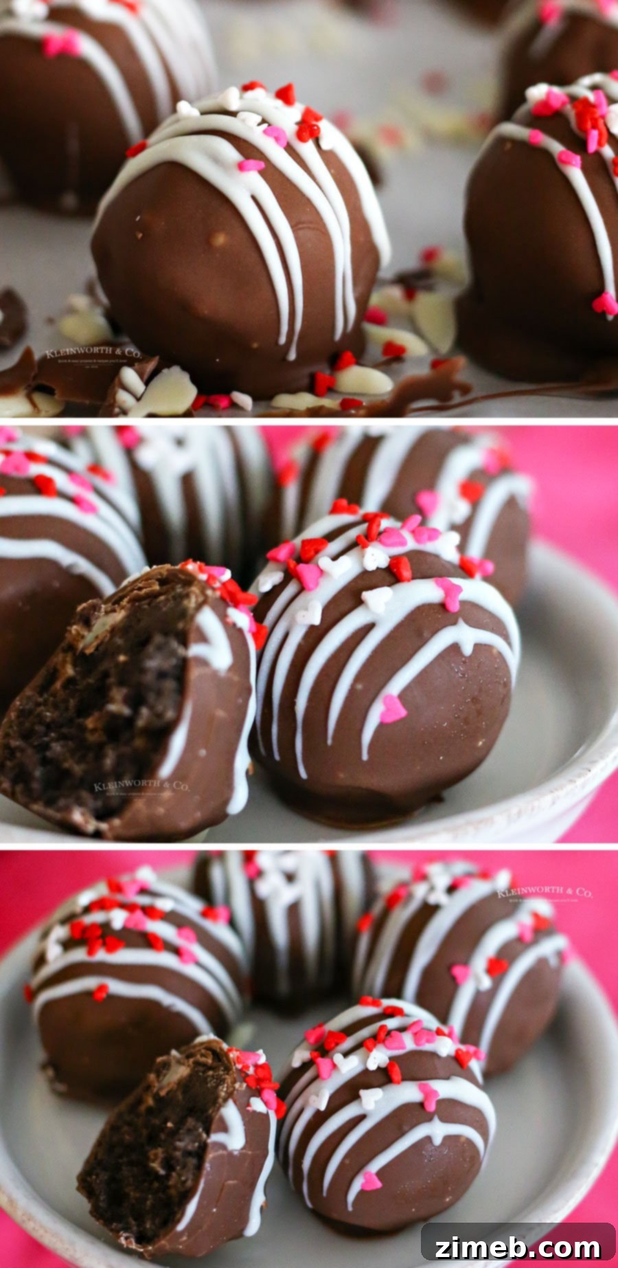 Sweetheart Oreo Truffle Kisses 6 Detailed shot of how to make Valentine Oreo Truffles