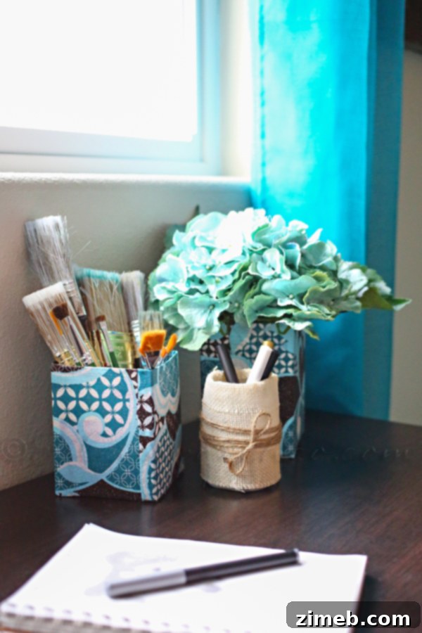 Proud daughter with her new DIY desk organizers