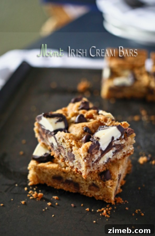 Mint Irish Cream Bars, a refreshing and creamy dessert bar.
