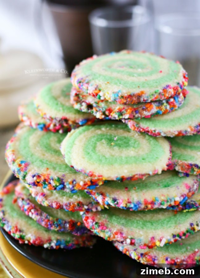 Kaleidoscope Pinwheels 5 Close-up of cheerful Irish celebration cookies