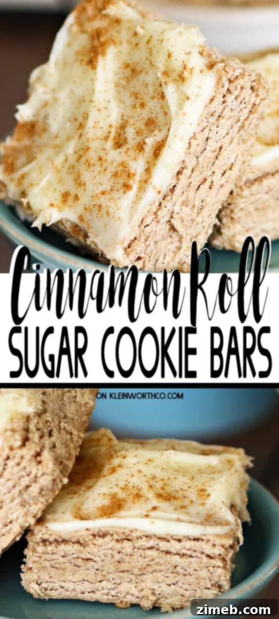Cinnamon Roll Sugar Cookie Bars - Soft and Chewy with Cream Cheese Frosting