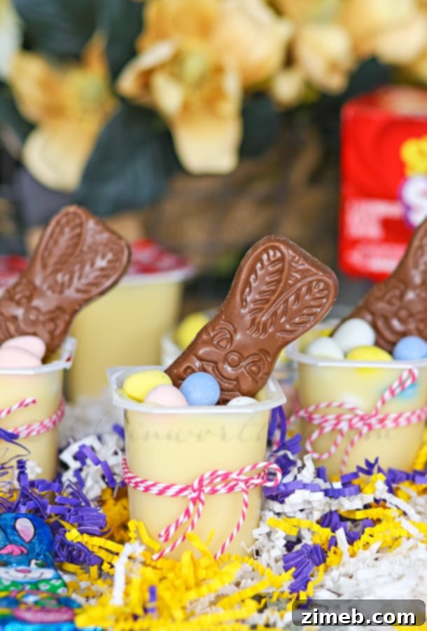 Hoppy Easter Pudding Cups 5 Kids wrapping baker's twine around Snack Pack pudding cups, a fun and easy Easter craft.