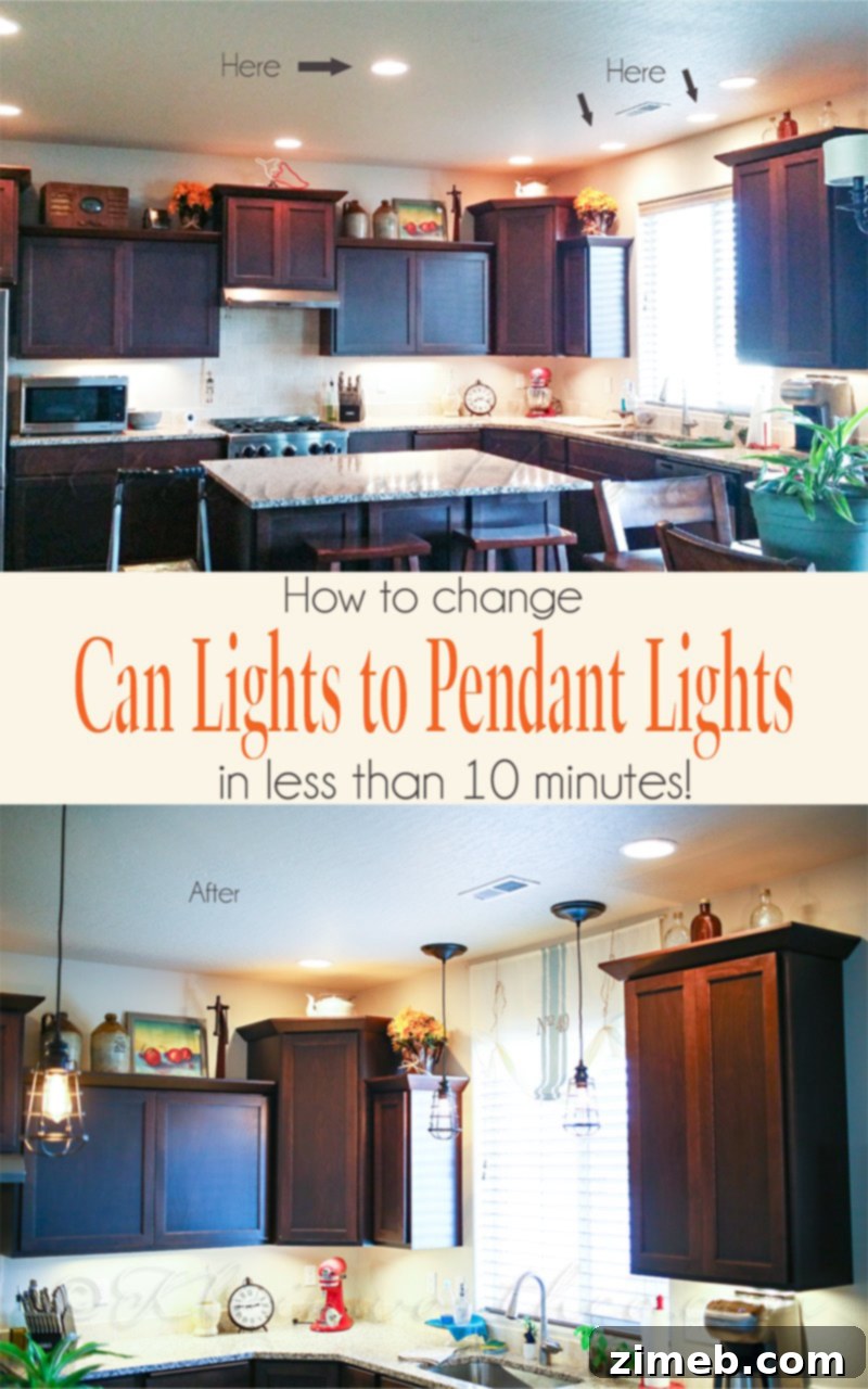 Trestle Loft Workstation 20 Change Can Lights to Pendant Lights {in less than 10 minutes}