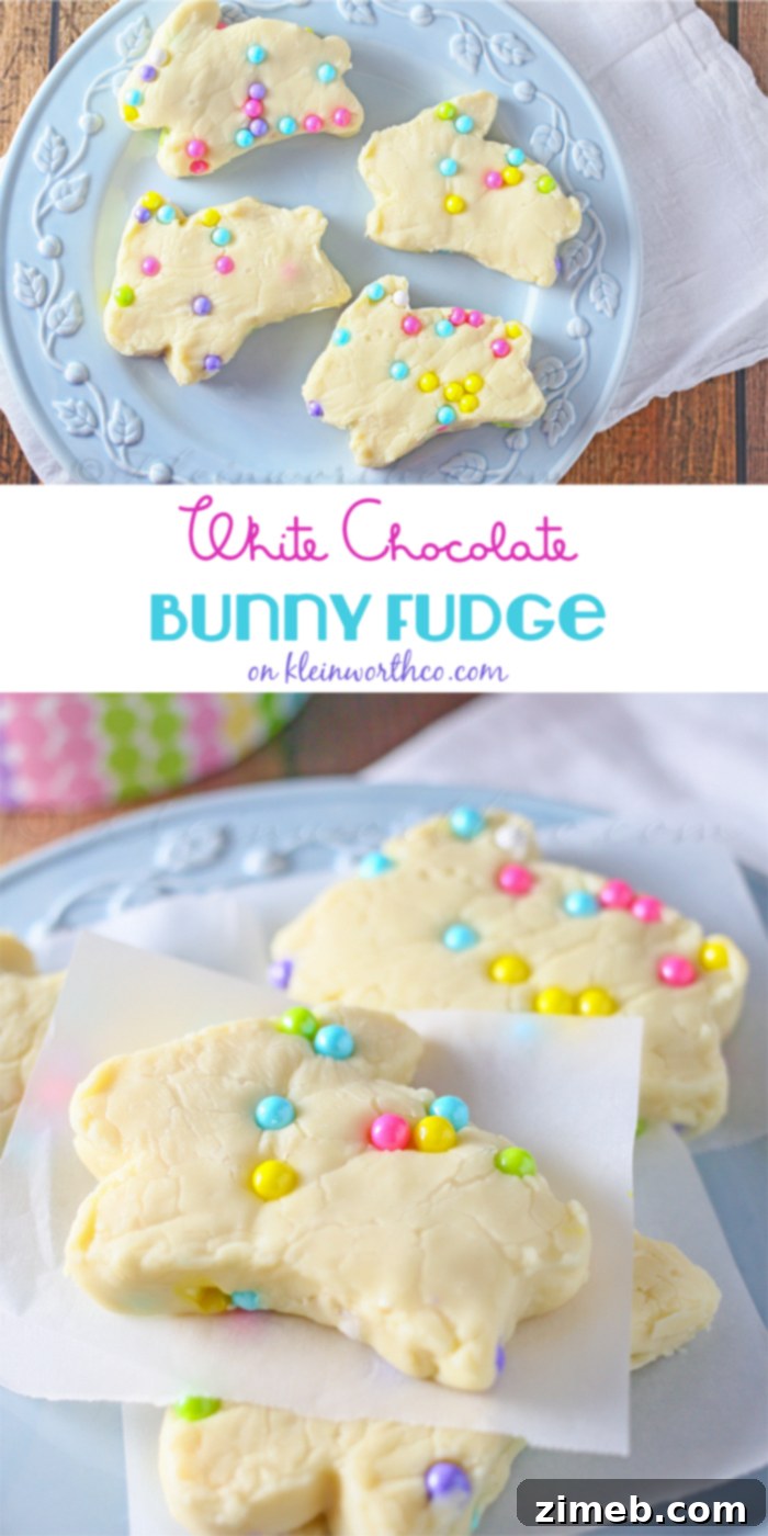 Bunny Fudge with spring pearl candies - a delicious white chocolate treat