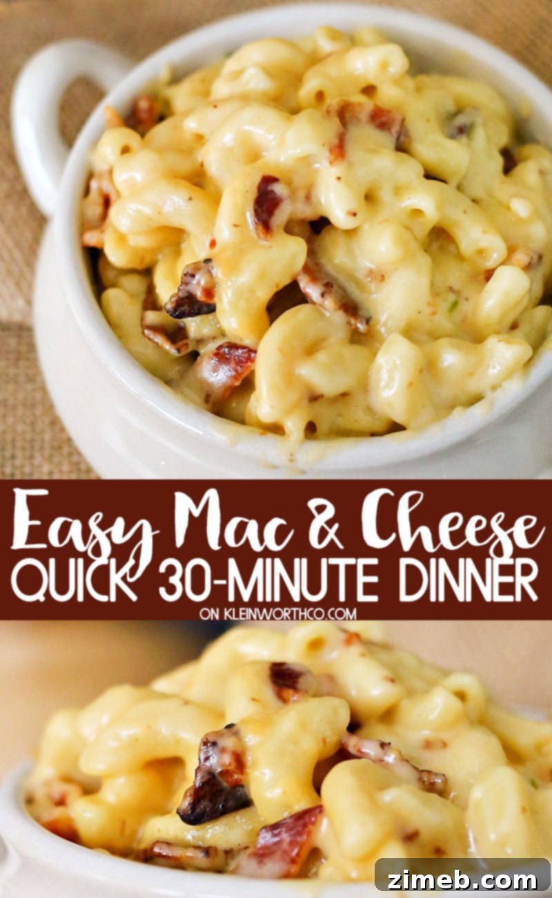 Easy Mac and Cheese 6 Easy Mac & Cheese, ready in 20 minutes, rich and creamy with bacon