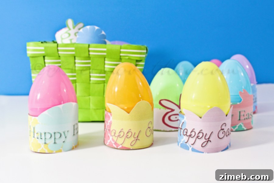 Easter Egg Displays 4 Simple Steps: Cut Printables, Cardboard, Wrap, and Tape for Easter Egg Stands