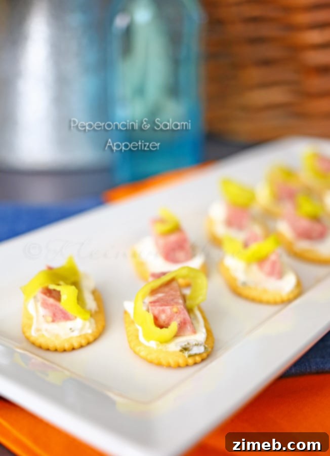 Peperoncini & Salami Appetizer - A zesty and savory snack idea.