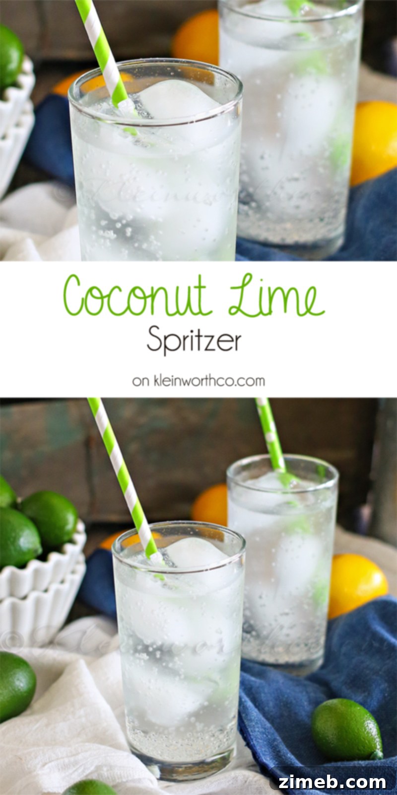 Refreshing Coconut Lime Spritzer in a tall glass