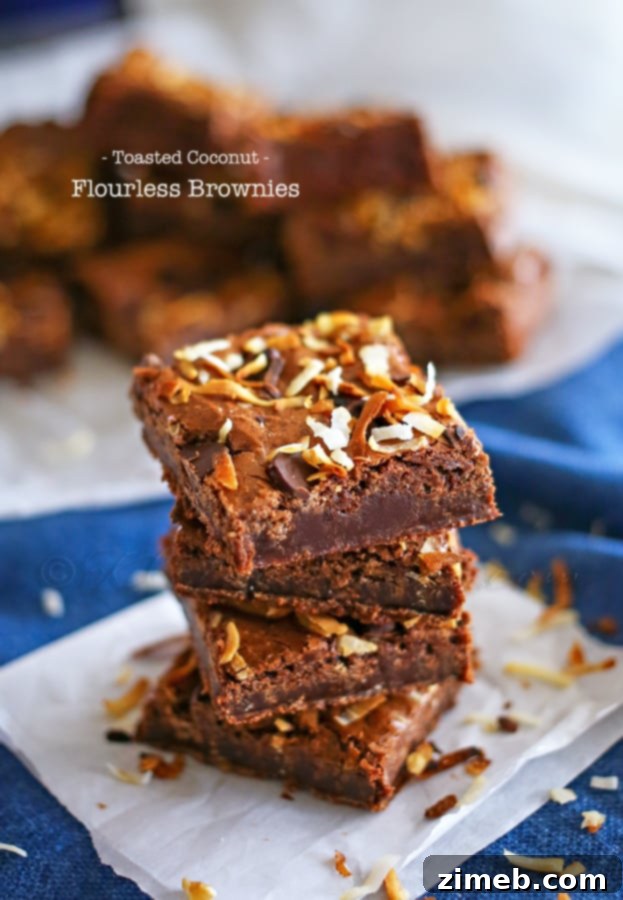 Irresistible Toasted Coconut Flourless Brownie Bars 3 Toasted Coconut Flourless Brownies - husband's favorite recipe