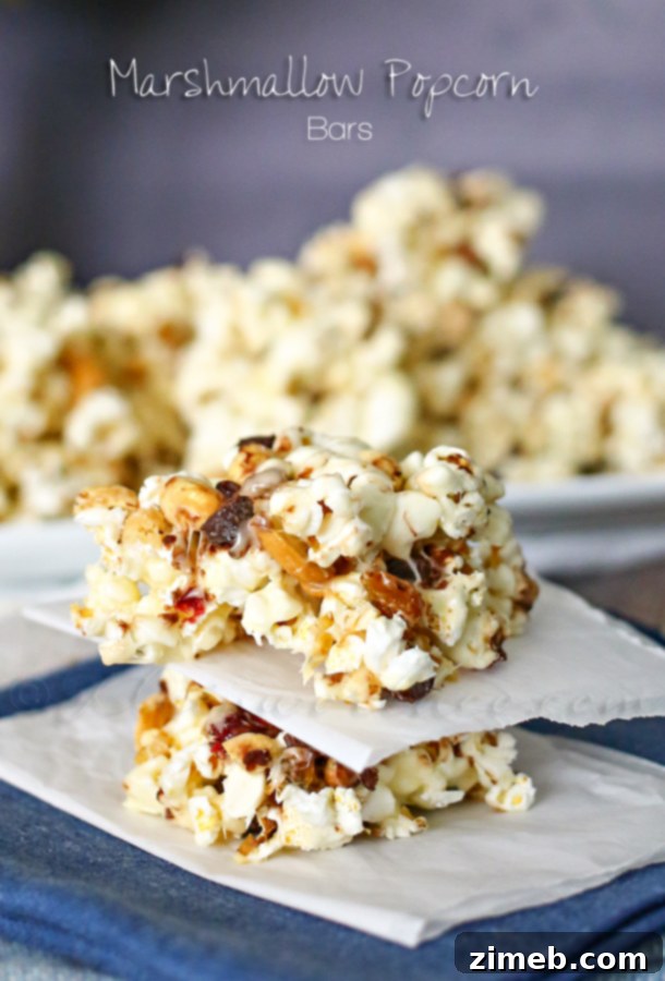 Marshmallow Popcorn Bars - a fun, chewy and sweet snack.