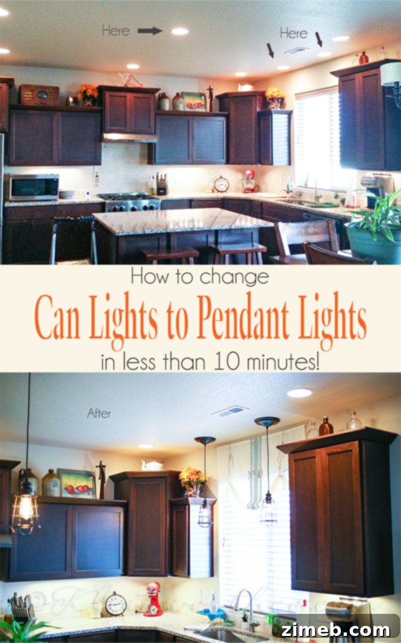 Change Can Lights to Pendant Lights {in less than 10 minutes}
