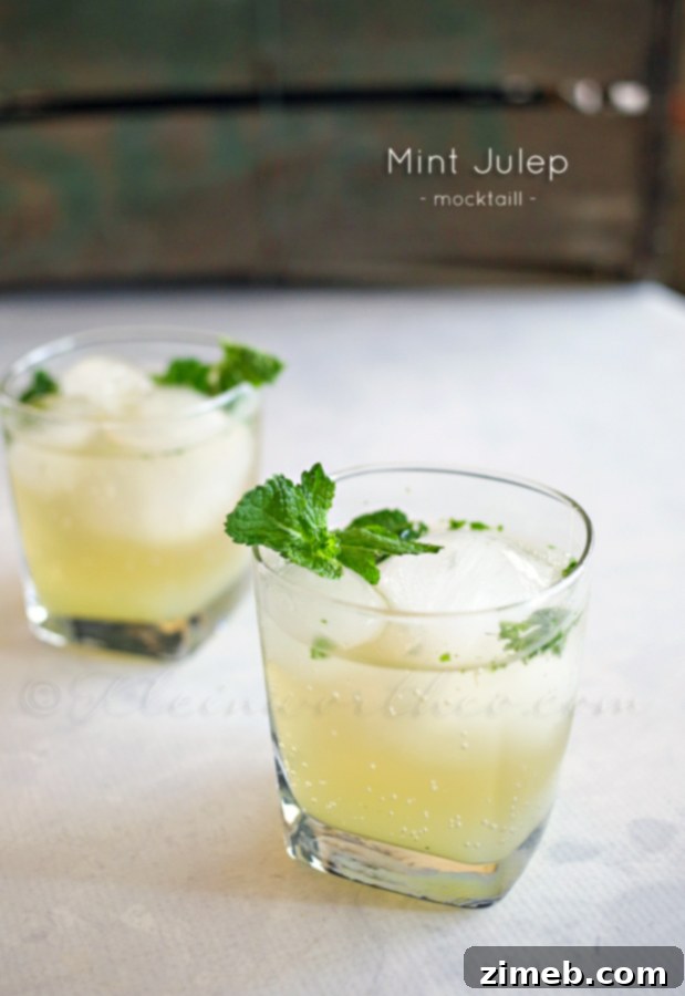 Mint Julep Mocktail Ingredients: Fresh Mint and Lemon Syrup