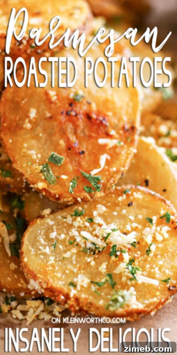Crispy Parmesan Potatoes 4 Parmesan Roasted Potatoes served in a bowl, ready to be enjoyed.
