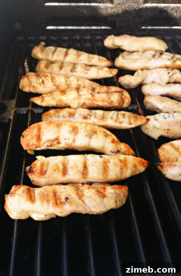 Perfectly grilled chicken piccata served with a side of tri-color fussilli pasta, ready to be drizzled with zesty caper sauce for a delightful family dinner.